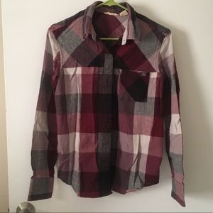Purple plaid button up